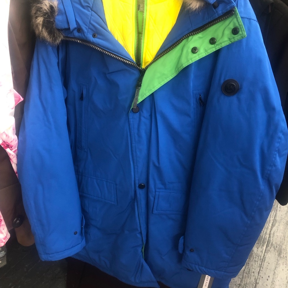 Mk Colorful Winter Parka with Fur Trim